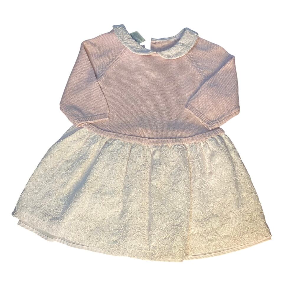 First Impressions blush pink lace bottom collar‎ sweater dress SIZE 24M